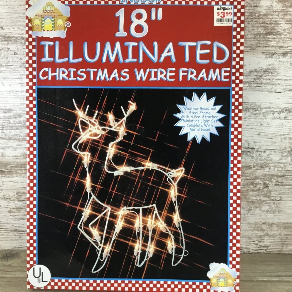 18" Illuminated Christmas Deer Wire Frame With Lights